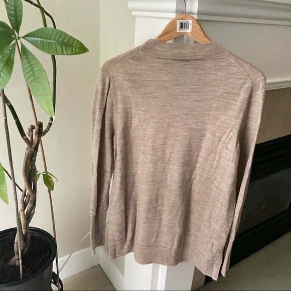 BADGLEY MISCHKA Tan Mockneck 100% Merino Wool Sweater - Picture 7 of 11